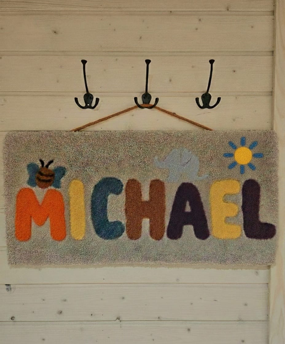 personalised rug for the birth of baby Michael